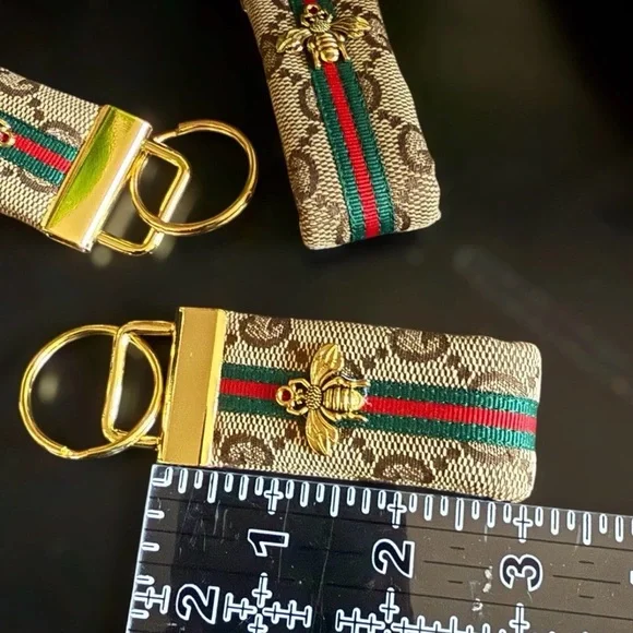 Gucci Gold Bee Key Fob with Green and Red Stripes *Qty of 1 only* - Picture 3 of 3